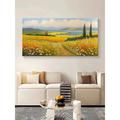 Hand painted Wildflower Field Landscape Oil Painting Vintage Sunset Landscape Art Handmade Country Field Wall Art Nature Painting Art For Home Decor No Frame