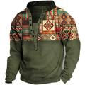 Men's Sweatshirt Pullover Thermal warm Fall Winter V Neck Graphic Prints Print Casual 3D Print Basic Designer Casual Western Sweatshirts Long Sleeve Green Black / Winter / Spring / Fall / Winter