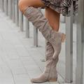 Women's Boots Cowboy Boots Plus Size Outdoor Work Daily Embroidered Knee High Boots Winter Chunky Heel Pointed Toe Vintage Suede Loafer Khaki