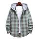 Men's Shirt Button Up Shirt Casual Shirt Hooded Shirt Yellow Green khaki Coffee Long Sleeve Plaid / Check Hooded Street Daily Hooded Clothing Apparel Stylish Classic Keep Warm Casual