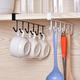 Kitchen Double-row Hook Hanging Cup Holder Household Punch-free Wall Cabinet Hook Spatula Rack Cup Storage Wrought Iron Hook