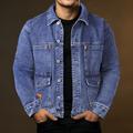 Men's Jacket Denim Jacket Outdoor Daily Wear Pocket Spring Fall Plain Fashion Streetwear Lapel Regular Black Blue Gray Jacket