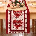 Valentines Day Table Runner Holiday Table Runner Seasonal Farmhouse Burlap Table Cloth for Wedding Anniversary Home Kitchen Dinner Table Party Decor