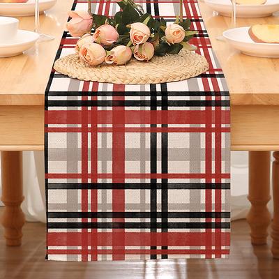 Valentines Day Table Runner Holiday Table Runner Seasonal Farmhouse Burlap Table Cloth for Wedding Anniversary Home Kitchen Dinner Table Party Decor