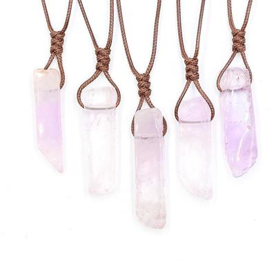 Healing Crystals,Amethyst Red Agate Tianhe Tiger Eye Irregular Flat Long Strip Woven Necklace Unshaped Colorful Stone Necklace
