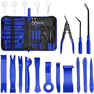 19PCS Car Trim Removal Tools Kit Storage Pouch Plastic Stereo Audio Radio Remover Door Panel Dashboard Interior Pry Bar Molding Clip Pliers Upholstery Installer