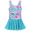 Girls One Piece Swimsuit Cute Mermaid Floral Quick Dry Swim Dress Swimwear Bathing Suit