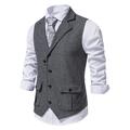 Men's Vest Waistcoat Gilet Formal Wedding Work Business Business Casual Spring Fall Pocket Polyester Warm Quick Dry Plaid / Check Double Breasted Turndown Regular Fit Blue Green Khaki Gray Vest