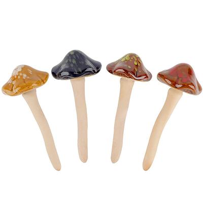 4pcs Ceramic Mushroom for Garden Yard Fairy Garden Lawn Ornament Decor Pottery Ornament Garden Ceramic Mushroom Statue Garden Pot Decoration