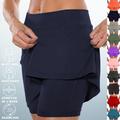 Women's Tennis Skirts Golf Skirts Pocket 2 in 1 Sun Protection Yoga Fitness Tennis Skort Navy Black Army Green Spandex Sports Activewear High Elasticity