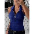 Women's Shirt Tank Top Plain Daily Weekend Black Wine Blue Quarter Zip Sleeveless Streetwear Casual Shirt Collar Half Zip Regular Fit