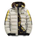 Men's Puffer Jacket Hoodie Coat Padded Zipper Pocket Print Sports Outdoor Regular Outdoor Casual / Daily Winter Letter Black Yellow Red Khaki Puffer Jacket