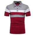Men's Polo Shirt Golf Shirt Outdoor Work Polo Collar Classic Short Sleeve Casual Slim Fit Color Block Button Front Button-Down Summer Spring Fall Regular Fit Red Navy Blue Gray Polo Shirt