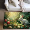 Forest Easter Bunny Area Rug Kitchen Mat Non-Slip Oil Proof Floor Mat Livingroom Rug Indoor Outdoor Mat Bedroom Decor Bathroom Mat Entrance Rug Door Mat