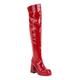 Women's Boots Costume Shoes Go Go Boots Costume Boots Work Daily Solid Colored Over The Knee Boots Thigh High Boots Flare Heel Square Toe PU Zipper Black White Red