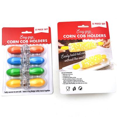 8 Pieces Colorful Corn Holders Stainless Steel Corn Forks with Rubber HandleCorn on The Cob Skewers for Kitchen Cooking Tools and BBQ Party Utensils