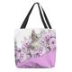 Women's Tote Shoulder Bag Canvas Tote Bag Polyester Outdoor Shopping Daily Print Large Capacity Foldable Lightweight Cat Flower Pink Blue Light Purple