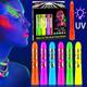 6pcs UV Glow Body and Face Paint Kit - Fluorescent Crayons for Adults - Perfect for Birthday Parties, Halloween, and Masquerades