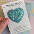 1pc, Pocket Hugging Heart Pocket Hugging Love Gift Small Hug Decoration Glass Heart Glitter Heart Gift For Girls Women Valentine's Day, Birthday, Wedding, Party Favors