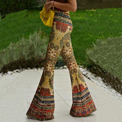 Retro Vintage 1960s Hippie Long Length Dude Funk Bell Bottom Pants Hippie Disco Printing Fit Flare Women's Carnival Daily Wear Pride Parade Pride Month Adults' Pants Spring Summer