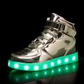 Men's Sneakers LED Shoes Light Up Shoes Skate Shoes High Top Sneakers Walking Sporty Casual School Outdoor Dailywear PU Breathable Wear Proof Lace-up Magic Tape Black White Silver Summer