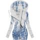 Women's Hoodied Jacket Causal Zipper Flower Comfortable Fashion Regular Fit Outerwear Long Sleeve Fall grey blue S