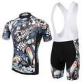 XINTOWN Men's Cycling Jersey with Bib Shorts Cycling Jersey Set Short Sleeve Mountain Bike MTB Road Bike Cycling Winter Black Blue Mint Green Bike Bib Shorts Jersey Clothing Suit 3D Pad Breathable