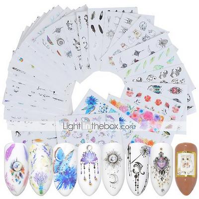 40 Pcs Full Nail Stickers Nail Art Manicure Pedicure Creative Nail Decals Daily Wear / Festival Christmas Nails Xmas Nails Christmas Nail Wrap Christmas Nail Stickers