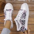 Women's Sneakers Canvas Shoes Animal Print Plus Size Canvas Shoes Daily 3D Summer Lace-up Flat Heel Round Toe Casual Comfort Preppy Canvas Lace-up Black Yellow Pink