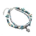 Women's Turquoise Ankle Bracelet Layered Turtle Starfish Bohemian Anklet Jewelry Lotus / Turtle / Elephant For Party Daily