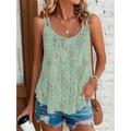 Women's Tank Top Camisole Graphic Casual Black Light Green Green Print Sleeveless Basic U Neck Regular Fit