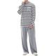 Men's Loungewear Sleepwear Pajama Set Pajama Top and Pant 2 Pieces Stripe Stylish Casual Comfort Home Daily Cotton Blend Comfort Crew Neck Long Sleeve T shirt Tee Pant Drawstring Elastic Waist Summer