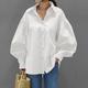 Women's Shirt Blouse Cotton Plain Daily Weekend Button Lantern Sleeve Black Long Sleeve Casual Shirt Collar Spring Fall
