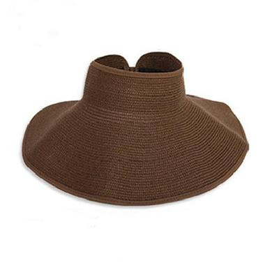 Sun Visor Hats for Women Wide Brim Straw Roll-Up Ponytail Summer Beach Hat UV UPF Packable Foldable Travel Summer