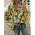 Women's Shirt Blouse Yellow Pink Dusty Rose Graphic Floral Button Print Long Sleeve Daily Holiday Vintage Boho Streetwear Round Neck Regular Boho S