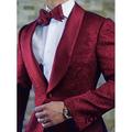 Black Red White Men's Jacquard Floral Paisley Wedding Gothic Suits Tuxedo Suits 2 Piece Tailored Fit Single Breasted One-button 2024