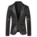 Men's Sequin 70s Disco Retro Party Blazer Fashion Casual Sparkly Sequin Party Blazer Jacket Regular Tailored Fit Solid Colored Single Breasted One-button Multicolor Silver Gold 2024