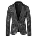 Men's Sequin 70s Disco Retro Party Blazer Fashion Casual Sparkly Sequin Party Blazer Jacket Regular Tailored Fit Solid Colored Single Breasted One-button Multicolor Silver Gold 2024