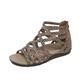 Women's Gladiator Style Flat Sandals - Strappy Open-Toe Summer Shoes in Denim Blue