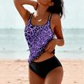 Women's Swimwear Tankini 2 Piece Normal Swimsuit 2 Piece Printing Leopard Beach Wear Summer Bathing Suits