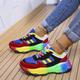 Women's Sneakers Plus Size Fantasy Shoes Platform Sneakers Outdoor Daily Color Block Flat Heel Round Toe Sporty Casual Preppy Running Suede Lace-up Black / Red Green