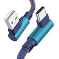Micro USB Type C Cable 2.4A Fast Charger USB Cord 90 Degree Elbow Nylon Braided Data Cable For Samsung/Sony/Xiaomi Android Phone