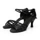 Women's Latin Dance Shoes Ballroom Dance Shoes Salsa Shoes Line Dance Performance Evening Party Prom Satin Basic Simple Sandal Buckle Solid Color Buckle Adults Nude Black Silver