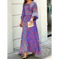 Women's Two Piece Dress Set Casual Dress Skirt Set Outdoor Date Fashion Modern Print Long Dress Maxi Dress Crew Neck 3/4 Length Sleeve Floral Geometric Loose Fit White Yellow Royal Blue Spring S M L