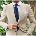 Light Blue Men's Seersucker Suits Spring Summer Beach Wedding Pinstripe Suits Champagne Gray Suits 2 Piece Solid Colored Standard Fit Single Breasted Two-buttons 2024