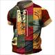 Men's T shirt Tee Henley Shirt Graphic Color Block Plaid / Check Stand Collar Clothing Apparel 3D Print Daily Sports Short Sleeve Lace up Print Fashion Designer Vintage