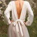 Ivory Velvet Lace-Up Bolero Bridal's Wraps Backless Elegant Keep Warm Long Sleeve Velvet Wedding Wraps With For Evening Party Fall Winter