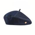 Denim Beret Hat With Button For Women Vintage Beanie Hat Outdoor Streetwear Stylist Painter Hat
