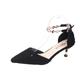 Women's Heels Pumps Valentines Gifts Dress Shoes Heel Sandals Daily Club Solid Color Rhinestone Imitation Pearl Stiletto Heel Pointed Toe Elegant Sexy Satin Ankle Strap Matte Black Black Red