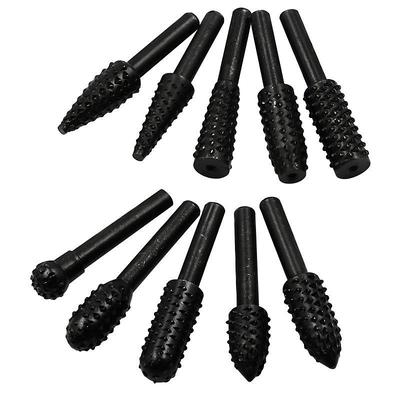 5/10pcs Rotary Burr Rasp Set Carbon Steel Wood Carving File Rasp Drill Bits Fit For Rotary Tools For DIY Woodworking Wood Plastic Carving Polishing Grinding Engraving